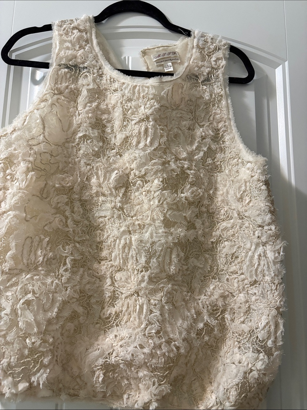 MAC & JAC Cream Textured Sleeveless Top